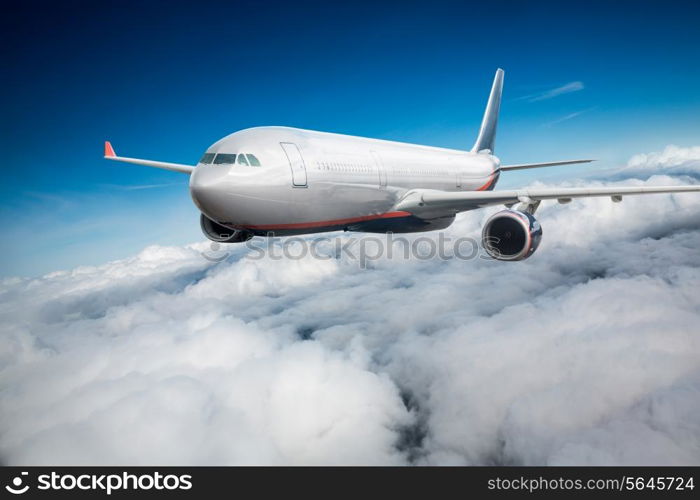 Passenger Airliner flying in the clouds