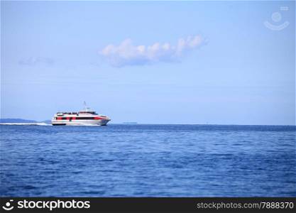 passenger ferry boat in open waters in Baltic Sea Europe