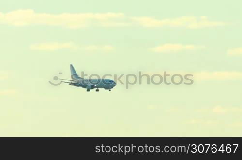 passenger plane lands in the city