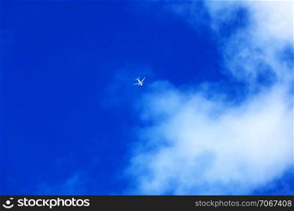 passenger plane on a background of the cloudy sky