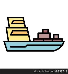 Passenger ship icon. Outline passenger ship vector icon color flat isolated. Passenger ship icon color outline vector