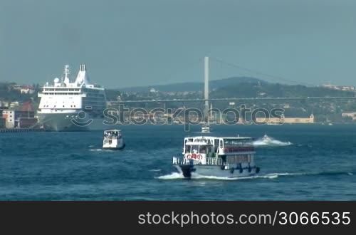 passenger ships sailing on the Bosphorus