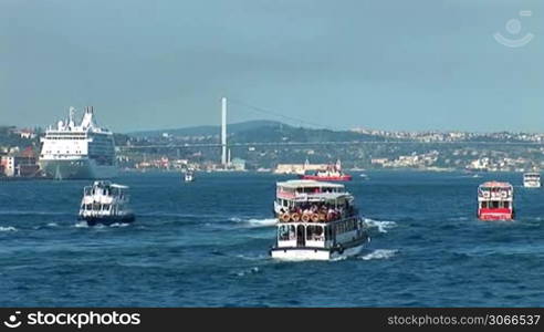 passenger ships sailing on the Bosphorus