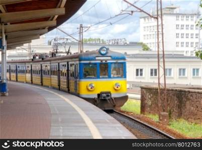 Passenger train at the railway station in the city of Gdynia.. Gdansk. Passenger train.