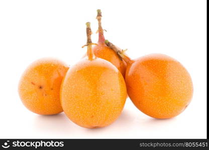 Passion fruit maracuja granadilla on white background.