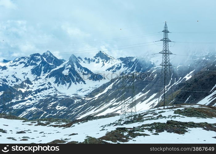 Passo del San Gottardo or St. Gotthard Pass summer landscape (Switzerland).