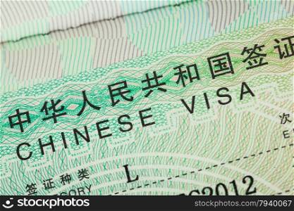Passport stamp visa for travel concept background, Chinese