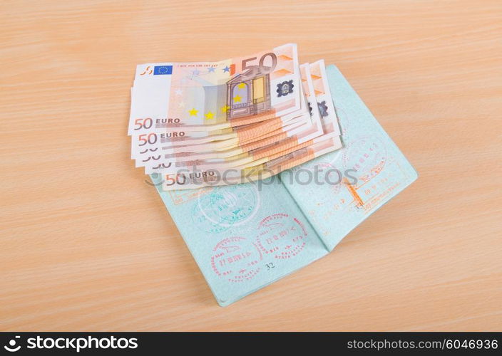 Passport with airport stamps