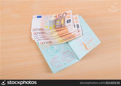 Passport with airport stamps