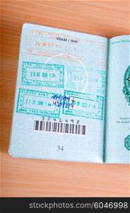 Passport with many stamped visas