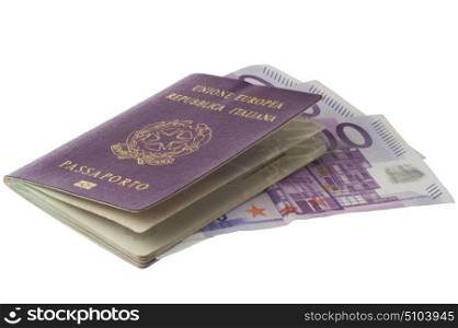 Passport with microchips on a white background