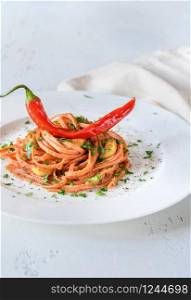 Pasta Aglio, Olio e Peperoncino - italian pasta with garlic, chili pepper and olive oil