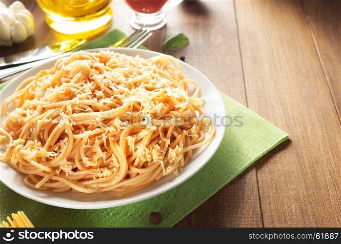 pasta and food ingredient on wooden background