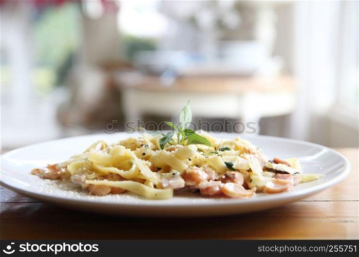 Pasta carbonara Italian food
