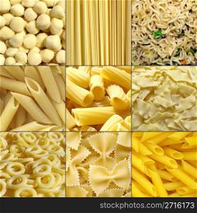 Pasta collage. Pasta food collage useful as a background