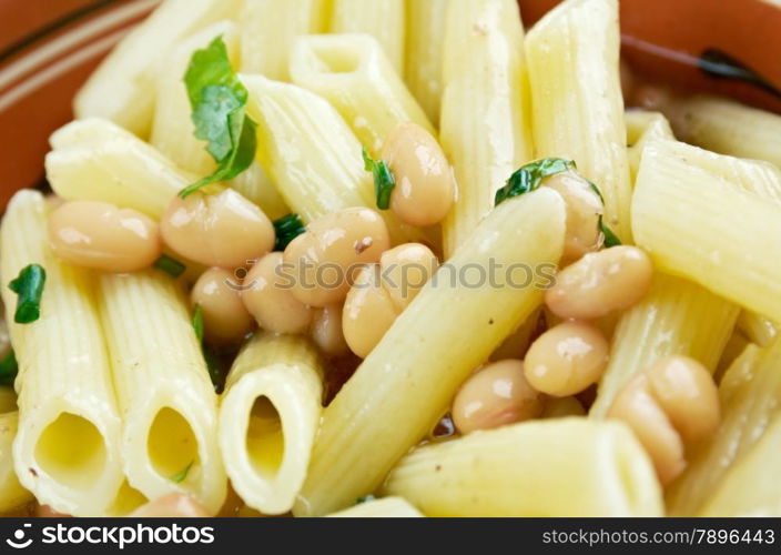 Pasta e fagioli - traditional meatless Italian dish.