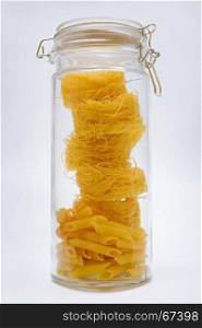 pasta in beautiful and tight glass can