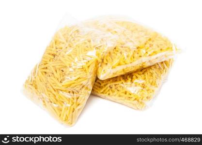 pasta in plastic package on a white background