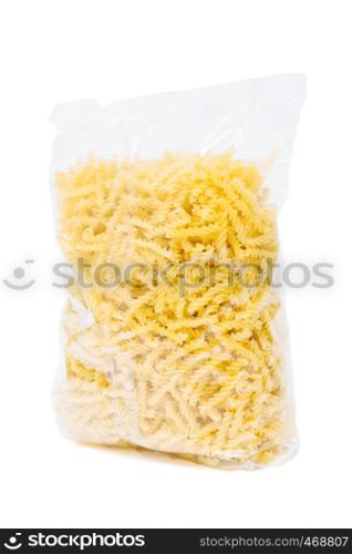 pasta in the package on a white background