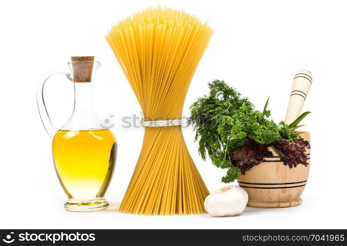 pasta ingredients isolated on white background