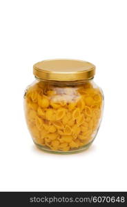 Pasta jar isolated on the white background