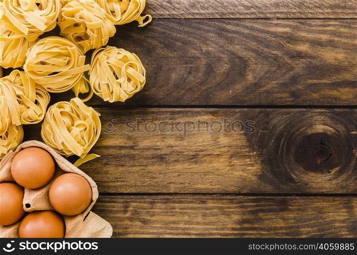 pasta near egg carton