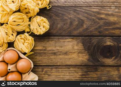 pasta near egg carton