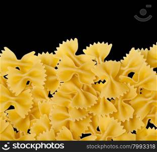 Pasta on a black background close up with copy space. with clipping path