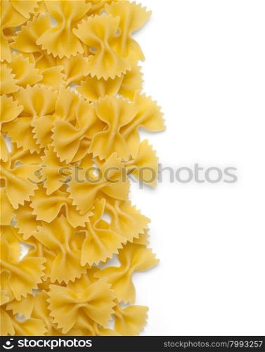 Pasta on a white background close up with copy space. with clipping path