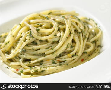 pasta plate with vegetable isolated on white