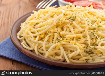 pasta spaghetti macaroni on wooden background