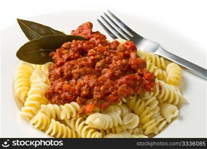 pasta with bolognese sauce with tomatoes and meat