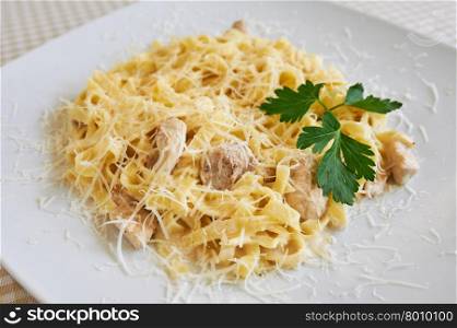 Pasta with chicken and cheese