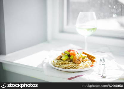 Pasta with shrimps