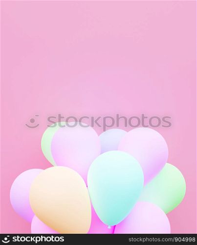 pastel balloon background love 3d rendering