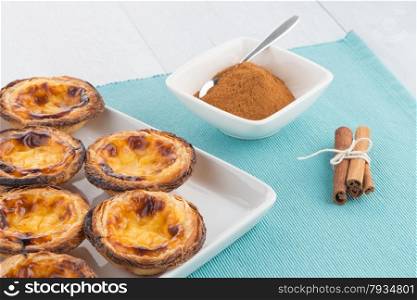 Pastel de nata, typical pastry from Lisbon - Portugal.