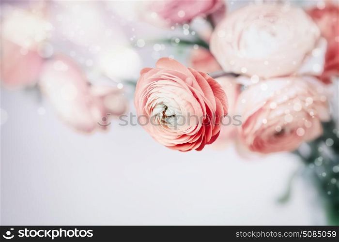 Pastel floral background with pretty flowers