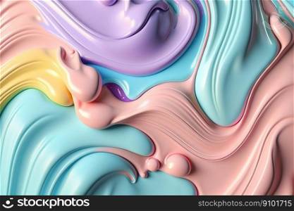 Pastel liquid paint flows background. Creamy color fluid. Generative AI.. Pastel liquid paint flows background. Creamy color fluid. Generative AI