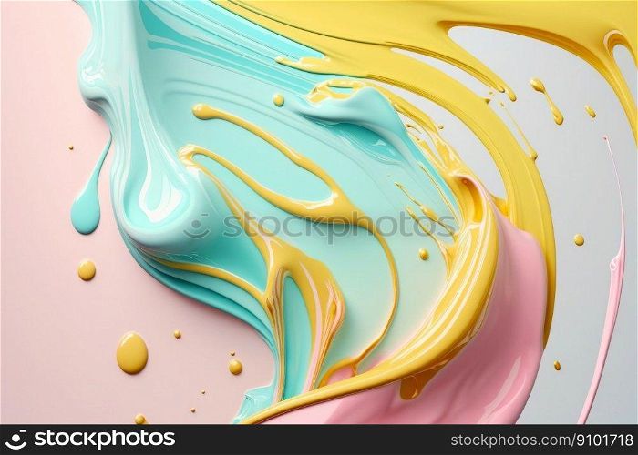 Pastel liquid paint flows background. Creamy color fluid. Generative AI.. Pastel liquid paint flows background. Creamy color fluid. Generative AI