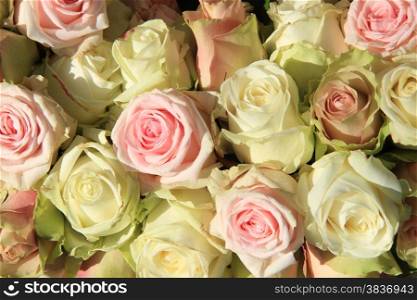 Pastel wedding bouquet in various shades of pink and white