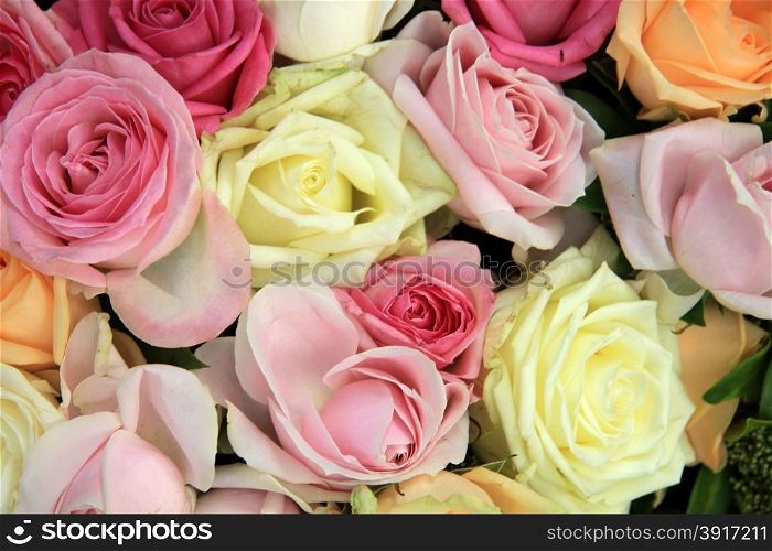 Pastel wedding bouquet in various shades of pink and white
