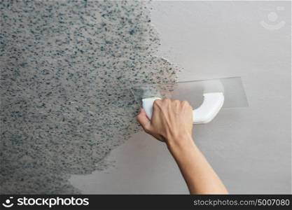 Pasting liquid wallpaper. Pasting liquid wallpaper in the apartment