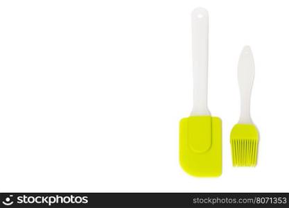 Pastry silicone set (spatula and brush) over white background. Pastry Silicone Set