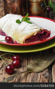 pastry strudel with cherry