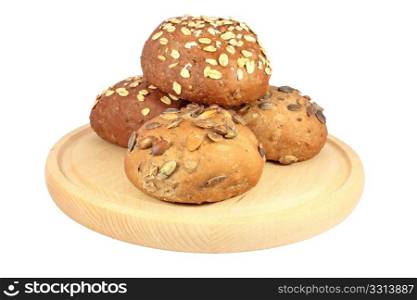 Pastry with oat and pumpkin seeds isolated on white