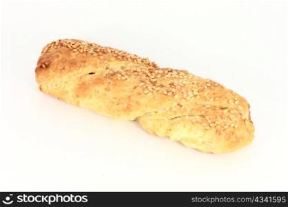 Pastry with sesame seeds, isolated on white