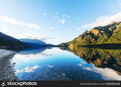 Patagonia landscapes in Argentina -serenity lake in mountains