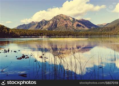 Patagonia landscapes in Argentina -serenity lake in mountains