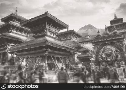 Patan .Ancient city in Kathmandu Valley. Nepal. Black and white photography.