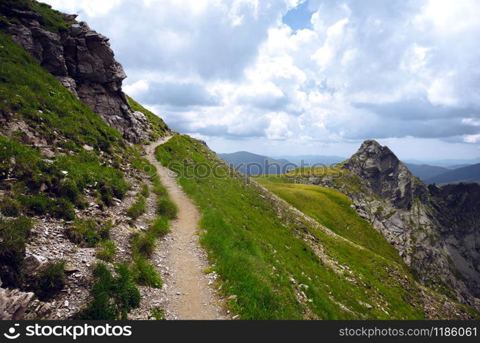 path at the mountains. Transfogaras. Romania